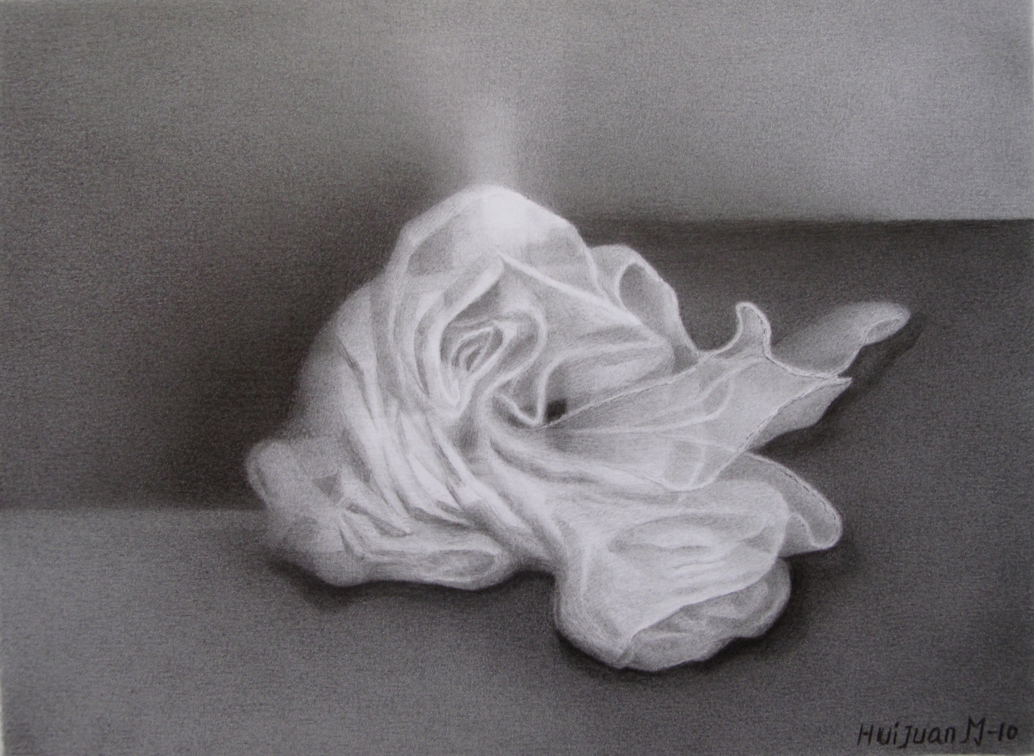 12,舞动的丝巾 27x32 铅笔素描 2010