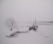 15,Winter 冬30x32.2010, Pencil Drawing 铅笔素描